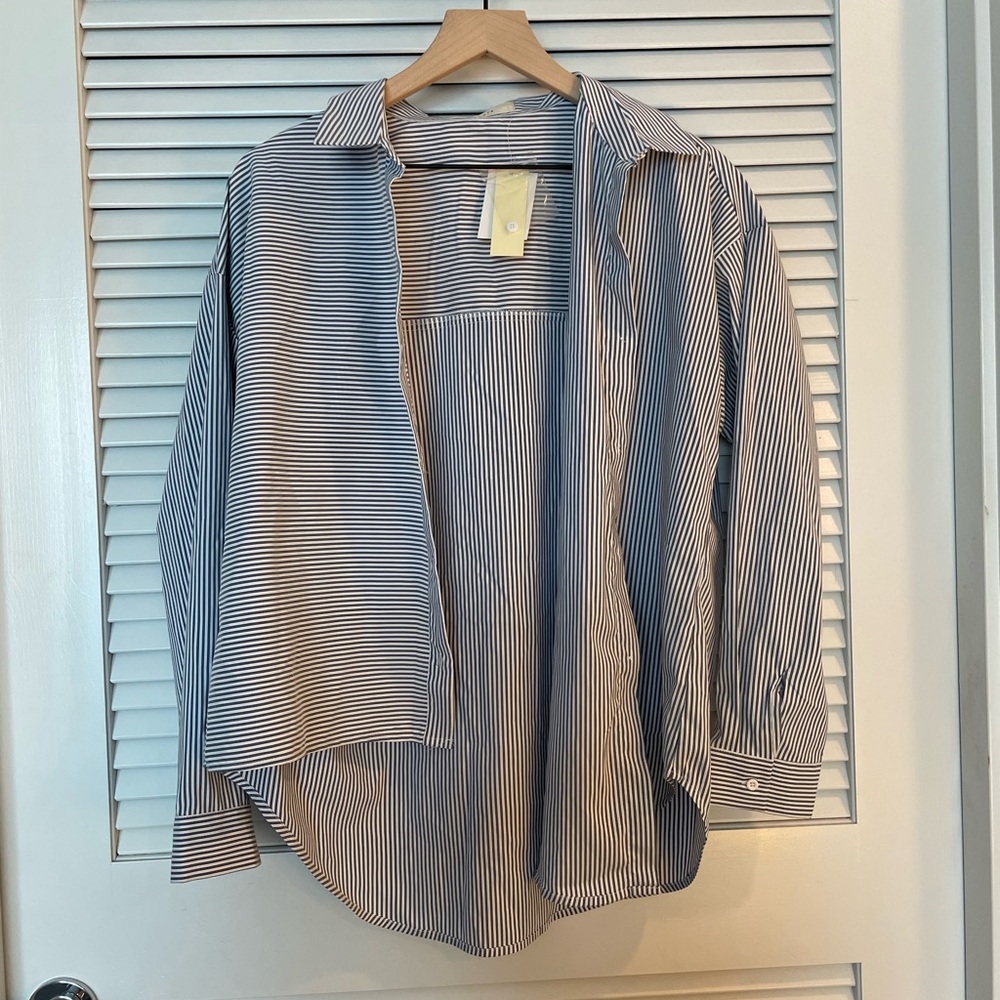 Elodie asymmetrical striped button down shirt